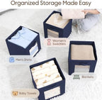 Homsorout Storage Cube 11 Inch - Cube Storage Bins with Window, Closet Storage Baskets with Handle, Fabric Bins for Closet, Shelves, Toys, Clothes, Set of 16, Navy Blue - Image 5