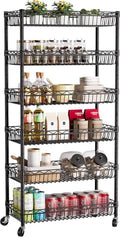 Golpart Basket Shelves Closet Rack with Wheels Metal Pantry Wire Shelf Unit by Golpart