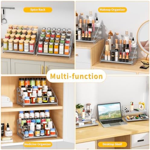 2 Pack Spice Rack Organizer for Cabinet, Depth Adjustable 4 Tier Spice Rack - Image 6