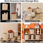 ICERZCZ 13 Inch Cube Closet Storage Bins 13x13x13 in, Mixed Brown Pack of 3 - Image 5
