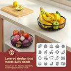 Sevenblue 2 Tier Fruit Bowl for Kitchen Counter, Black, Extra Large - Image 4