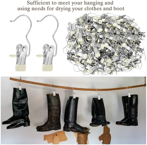 Yinder 150 Pcs Boot Hanger Clips Laundry Hooks Stainless Steel Hooks, Beige - Image 4