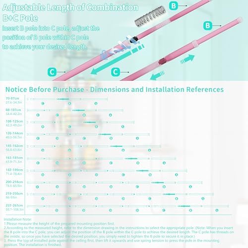 HapiRm Corner Shower Caddy Organizer - Shower Organizer Corner with Soap Holder, Toothbrush Holder and 4 Hooks, Rustproof Bathroom Shelf Tension Pole Available for 27.6 to 108.3 Inch - Pink - Image 7