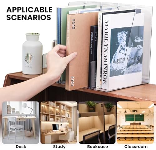 Clear Vertical Magazine File Holder, Plastic Desk Organizer Binder, 4PC - Image 4