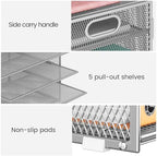 Lavatino 8-Tier Office Desk File Organizer, Letter Tray Paper Organizer with Handle, Including 5 Adjustable Slide Trays for Organizing Desktop Workspace Accessories and Supplies (Silver Metal Mesh) - Image 2