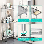 HapiRm Standing Corner Shower Caddy - 3 Tier Corner Shower Organizer with Soap Holder, Rustproof Stainless Steel Bathroom Shelf with 4 Hooks, Silver - Image 2