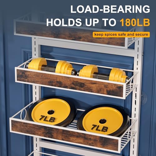 8 Tier Over The Door Pantry Orangizer 2 IN 1 Wall Mounted or Hanging Spice Rack with Adjustable Wood Basket,Heavy Duty Seasoning Storage Shelf for Kitchen Pantry and Bathroom - Image 4