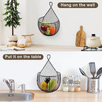 ERYTLLY Metal Fruit And Vegetable Storage Hanging Basket Wall Mounted, For Kitchen Black Wire Baskets for Flowers, Fruits and Veggies, - Set of 2 - Image 5