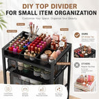 JKsmart Rolling Makeup Cart Organizer with 3 Drawers, Cosmetics Display with Dividers, Floor Skincare Storage with Wheels, Versatile Vanity Organizer for Nail Polish Perfume Brush Hair Tool, Black - Image 5