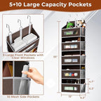 2 Pack 5 Tier Over the Door Organizer for Bathroom, Bedroom, Pantry, Brown - Image 2