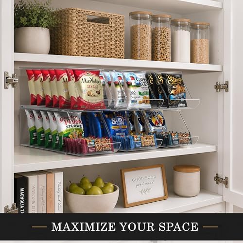 Sorbus Snack Organizer for Pantry, Clear Stackable Chip Bins (4 Pack) - Image 6