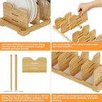 Pots and Pans Organizer Under Cabinet, Cutting Board/Baking Sheets Storage Rack, Adjustable Bamboo Pot Lid Holder, Pot Lid Organizer Inside Cabinet, Pot and Pan Organizers(Natural) - Image 5