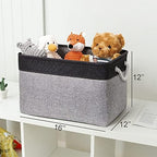 TheWarmHome Storage Basket for Organizing - 16x12x12 inch Cube Storage bin 3 Pack Fabric Storage Cubes, Collapsible Storage Box for Organizer Cloth Gift Toy Closet (Black & Grey) - Image 4