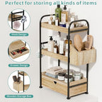 Kottwca 3-Tier Bathroom Counter Organizer, Wooden Vanity Shelf, Light Brown - Image 6