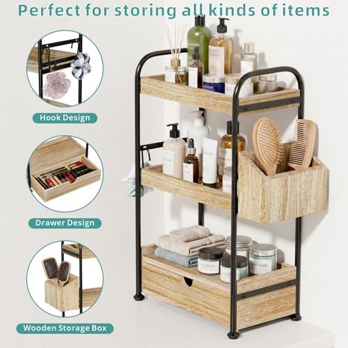 Kottwca 3-Tier Bathroom Counter Organizer, Wooden Vanity Shelf, Light Brown - Image 6