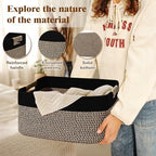 2 Pack Large Storage Basket for Organizing, 17.5"x13"x7" Woven Basket for Shelves, Closet Cube Storage Bins with Wrapped Handle, Cotton Rope Baskets for Kitchen, Clothes, Toys(Black & Brown) - Image 3
