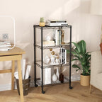 SINGAYE 4 Shelves Storage Shelf Wire Shelving Unit Metal Adjustable Wheels - Image 2