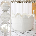 LemonRoad Round Woven Basket White, 16" L X 16" W X 14" H - Image 2