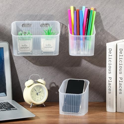 SiliFine 8 Pcs Cabinet Door Organizer Bin Wall Mount Organizer,3.54'',Clear - Image 3