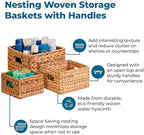 Honey-Can-Do Banana Leaf Storage Baskets, Water Hyacinth Woven Basket, Decorative Baskets-Shelves, Basket-Gifts, Closet, Pantry & Home Organization, Set of 3, Multi-Size, 9" Lx9" Wx6" H (Pack of 3) - Image 3