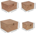 Moosky Wicker Shelf Baskets with Lid, Handwoven Seagrass Storage Basket Bins Square Gift Boxes for Shelves Home Decor Organizer (Coffee, Set of 4) - Image 6