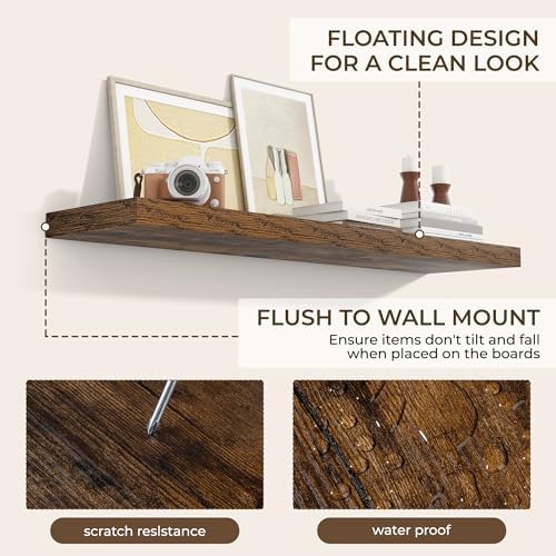 RICHFOCUS Long Floating Shelves for Wall 1Pack|Rustic Brown|40" Lx8 D - Image 4