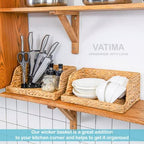 VATIMA Water Hyacinth Storage Baskets with Large Open-Front for Kitchen, Decorative for Living Room, 13.4” x 9.5” x 5.5”, 2 Pack - Image 6