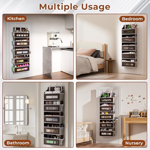 2 Pack 5 Tier Over the Door Organizer for Bathroom, Bedroom, Pantry, Brown - Image 7