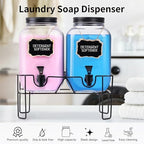 2 Sets 1 Gallon Glass Laundry Detergent Dispenser with Stand, Measuring Cup, Soap Dispenser for Laundry Room, Liquid Laundry Detergent for Liquid Detergent, Fabric Softener - Image 4