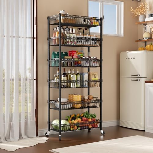 SINGAYE 6 Tier Shelf Wire Shelving Adjustable Storage Shelves Basket Rack - Image 2