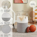Artfeel Laundry Basket,Woven Cotton Rope Laundry Hamper,60L for Decorative Storage of Dirty Clothes,Toys and Blankets in Bathroom,Baby Room and Living Room - Image 6