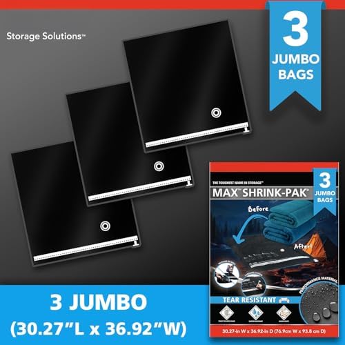 Shrink-Pak Vacuum Seal Storage Bags for Clothing, Travel, Bedding | Tear & Water Resistant, Dual-Valve Space Saver Compression Bags, Pump Included - Jumbo (30x36 Inch), 3-Pack - Image 3