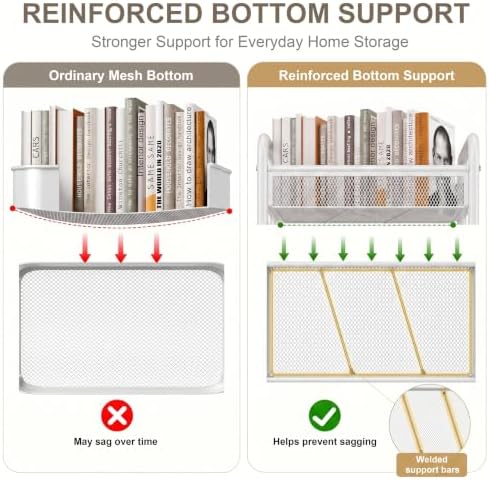 3 Tier Heavy Duty Metal Rolling Storage Cart Organizer with Wheels, White - Image 2