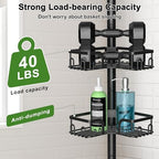 Corner Shower Caddy Tension Pole 4 Tier Adjustable Stainless Steel Shower Shelf for Inside Shower Bathtub Shampoo,Standing Bathroom Organizer Shelves with 26 to 120 inch Height - Image 2