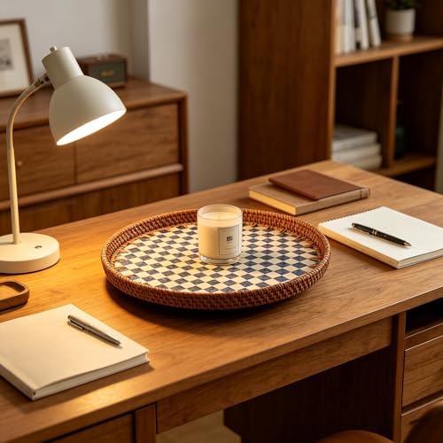 Mother of Pearl Lazy Susan, 13.8" Table Centerpiece Round Shell Decorative Lazy Susan Turntable Rotating Tray Organizer for Cabinet Counter Gift Kitchen Office Cafe Home Decor (Checkerboard) - Image 5