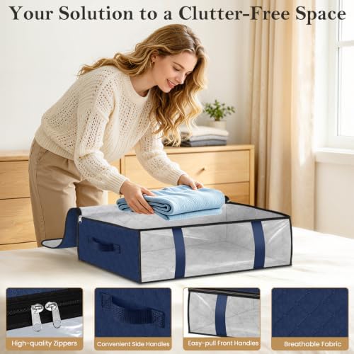 StorageRight Under Bed Storage Bags, 4 Pack, 40L, Blue - Image 3