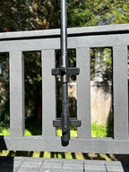 | Patio Umbrella Holder | 2 Piece Split Design | Outdoor Umbrella Base and Mount | Attaches to Railing Maximizing Patio Space and Shade - Image 4