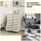 Giantex 20 Drawers Rolling Cart, Mobile Storage Drawer Cart, Classroom Organizer for Office School Supplies Tools Scrapbook Paper Craft Small Printer, Utility Stand on Wheels, Ivory White - Image 7