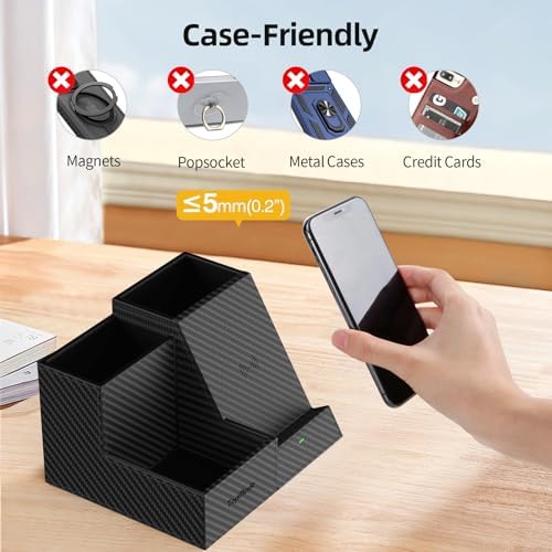 Wireless Charger with Desk Organizer, Multifunctional Desk Pen Holder - Image 5
