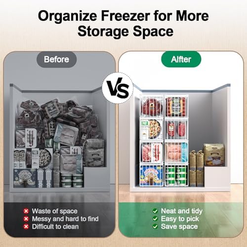Freezer Organizer Bins, 4 Pack Big Baskets for 5/ 7 Cu.FT Deep Freezer - Image 6