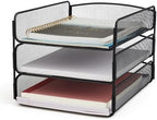 Safco Onyx Desk Organizer, 3 Trays, Office and Classroom Mailbox, Paper and Mail Sorter, Steel Mesh, Black - Image 6