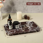 Marble Vanity Tray, 11.8in Stone Bathroom Tray for Countertop, Red Decorative Tray for Dresser Organizer, Luxury Serving Tray for Kitchen, Storage Dish for Kitchen Sink, Perfume, Jewelry Holder - Image 5