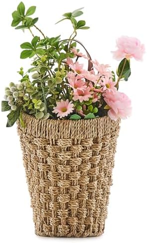 Handwoven Seagrass Boho Front Door Basket for Flower Plants by LGENHOOMHandwovenNaturalWaterHyacinthBasket