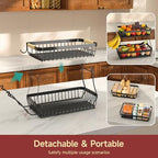 Sevenblue 2-Tier Fruit Basket with Banana Hangers, Detachable Metal Bowl - Image 3