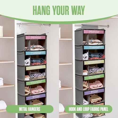 Kids Clothes Organizer, Weekly Clothes Organizer for Kids, 6 Shelf, Grey - Image 5