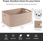 OIASKET Large Storage Basket for Organizing, Woven Rope Basket for Shelves, Closet Organizer Bins for Clothes, Blanket, Toys, Baby Nursery Storage, 17.7" x 13" x 7.87", 2 Packs Brown - Image 2