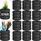 Crtiin 12 Pcs Tire Shaped Pen Holder for Desk, Car Tire Planter Gift, Black by Crtiin