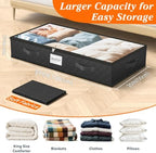 90L Under Bed Storage Containers, Storage Bags, Organizers, 6-Pack, Black - Image 2