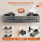 Lekesky Suction Cup Shower Caddy, No Drill Shower Shelf, Aluminum Rust Proof Bathroom Shower Organizer with 12 Hooks (2-Pack, Gunmetal Gray) - Image 6