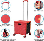 FELICON SELORSS Foldable Utility Cart Folding Portable Rolling Crate-Red - Image 2